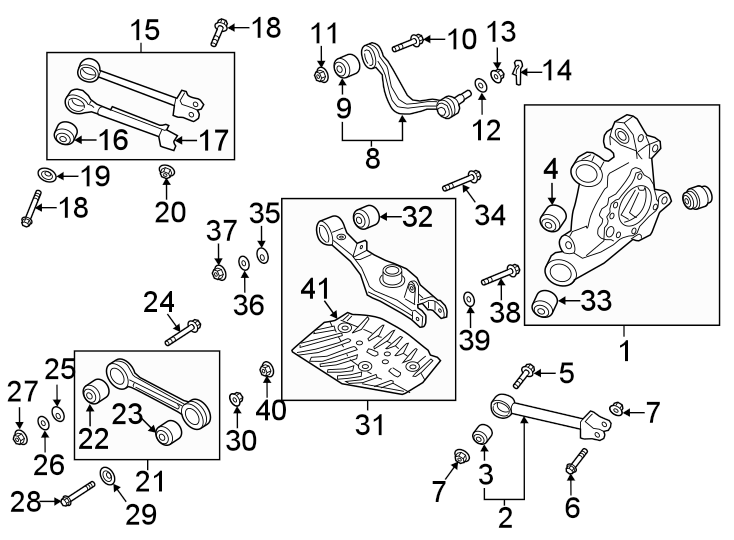 Diagram Rear suspension. Suspension components. for your Genesis