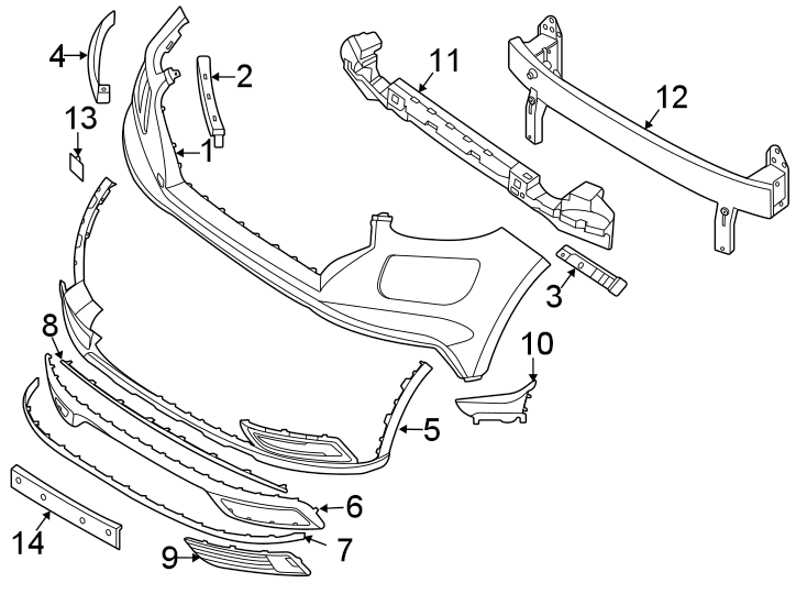 Diagram FRONT BUMPER & GRILLE. BUMPER & COMPONENTS. for your 2022 Hyundai Tucson   