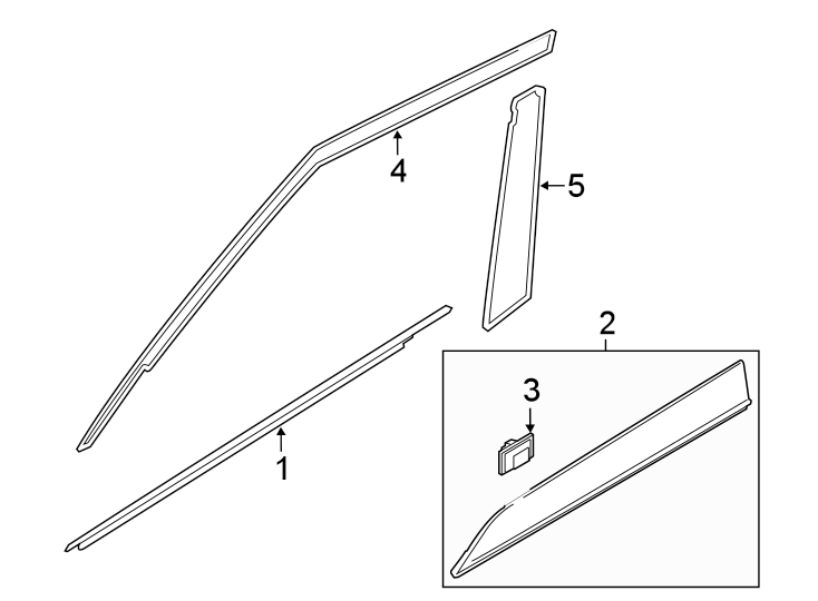 Diagram FRONT DOOR. EXTERIOR TRIM. for your 2002 Hyundai Santa Fe  GLS Sport Utility 
