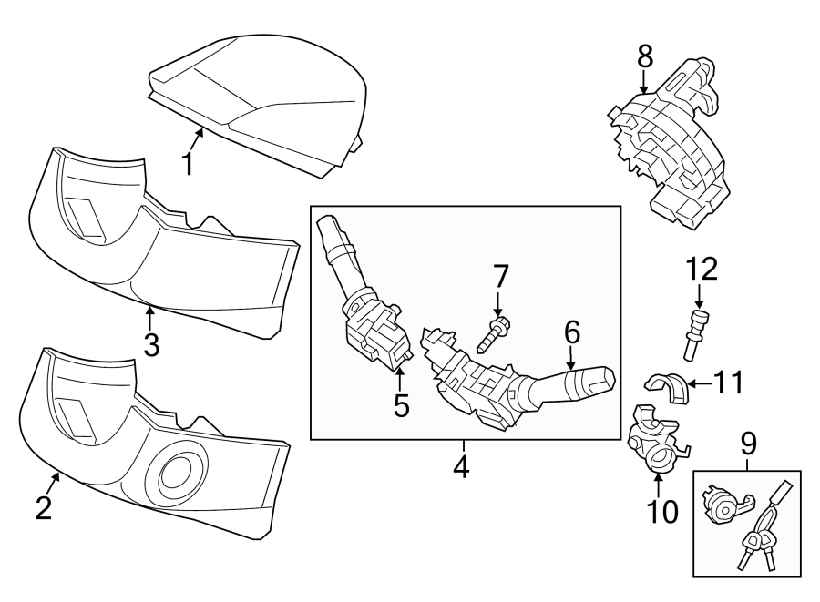 Diagram STEERING COLUMN. SHROUD. SWITCHES & LEVERS. for your 2022 Hyundai Palisade   