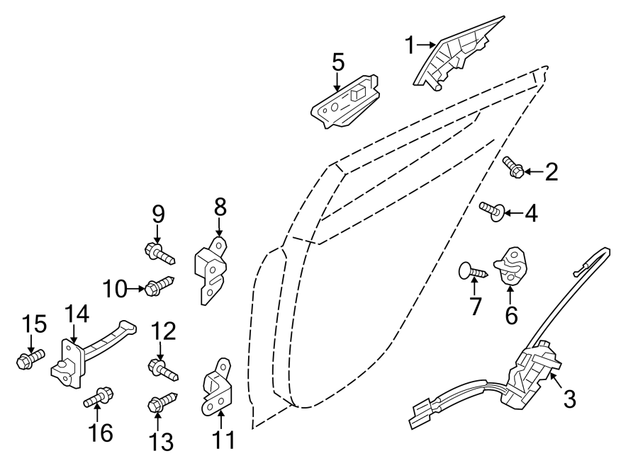 Diagram REAR DOOR. LOCK & HARDWARE. for your 1994 Hyundai Elantra   