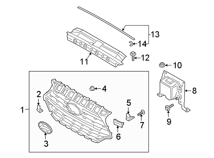 11FRONT BUMPER & GRILLE. GRILLE & COMPONENTS.https://images.simplepart.com/images/parts/motor/fullsize/1096015.png