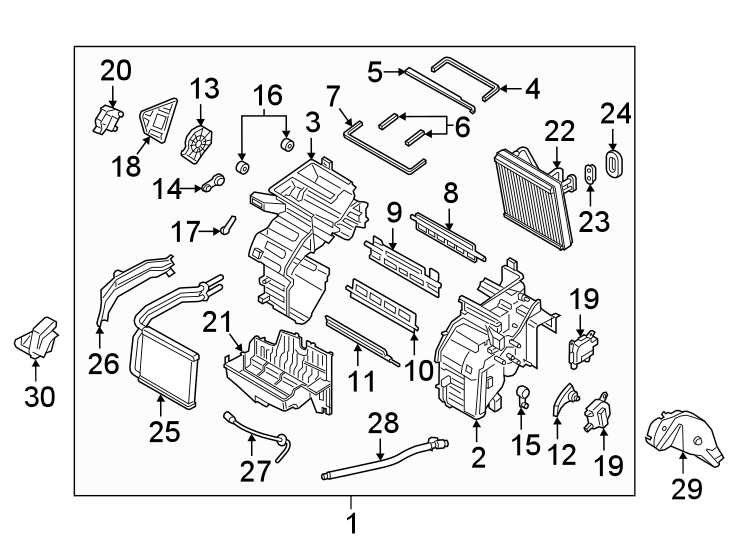 14Air conditioner & heater. Lift gate. Evaporator components.https://images.simplepart.com/images/parts/motor/fullsize/1096095.png