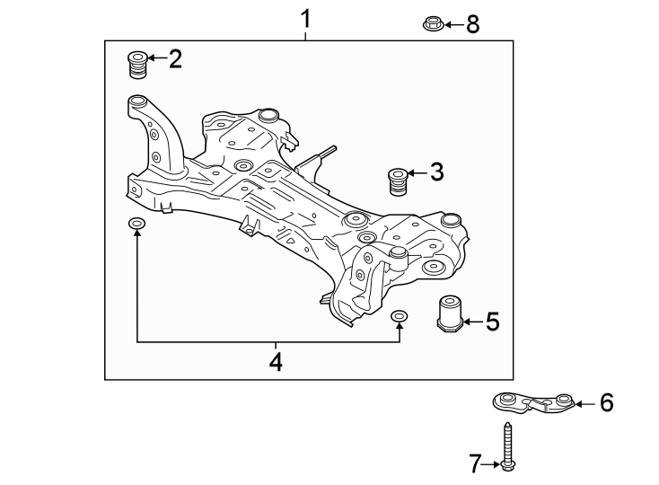 Diagram FRONT SUSPENSION. SUSPENSION MOUNTING. for your 1997 Hyundai Elantra   