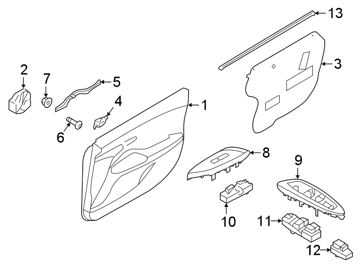 Diagram FRONT DOOR. INTERIOR TRIM. for your 1991 Hyundai Sonata   
