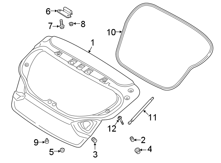 Diagram LIFT GATE. GATE & HARDWARE. for your 2014 Hyundai Veloster   