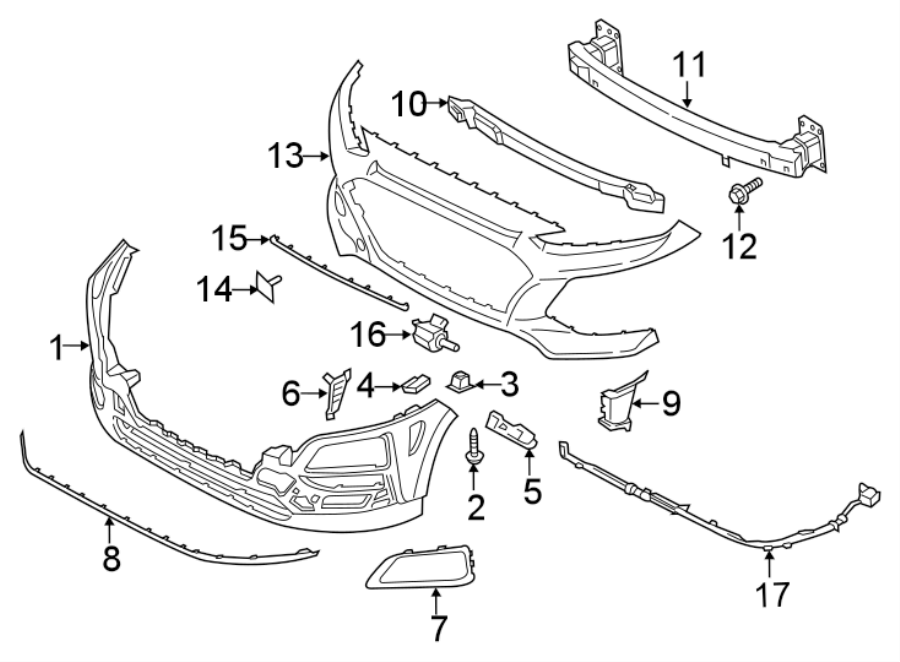 16FRONT BUMPER & GRILLE. BUMPER & COMPONENTS.https://images.simplepart.com/images/parts/motor/fullsize/1098010.png