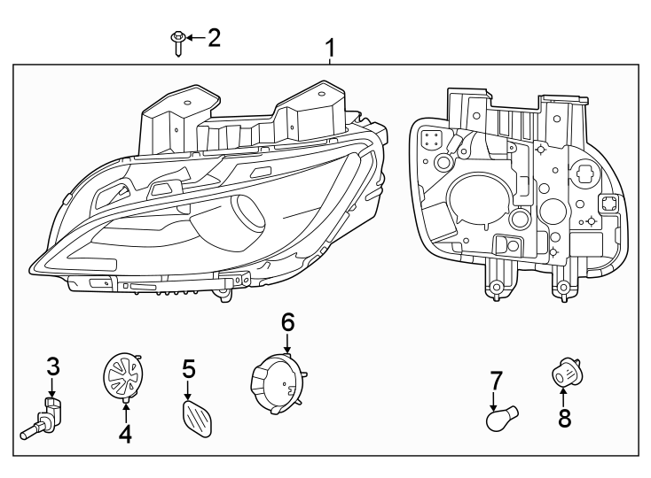 Diagram Front lamps. Headlamp components. for your Hyundai