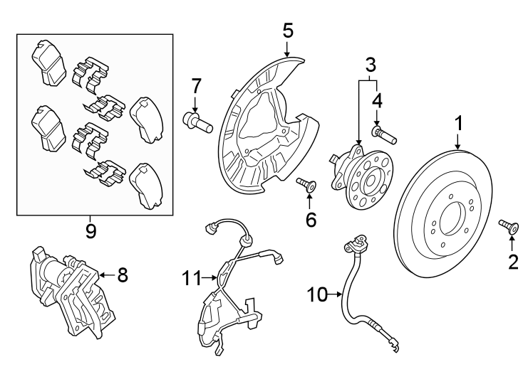Diagram Rear suspension. Brake components. for your 1995 Hyundai Elantra   