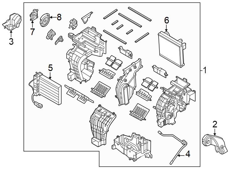 Diagram Air conditioner & heater. Evaporator & heater components. for your 2024 Hyundai Sonata   