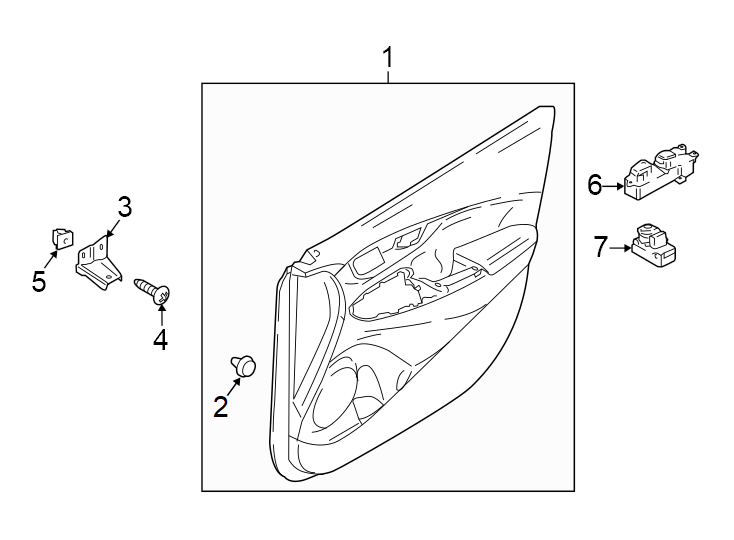 Diagram Front door. Interior trim. for your 2015 Hyundai Sonata   