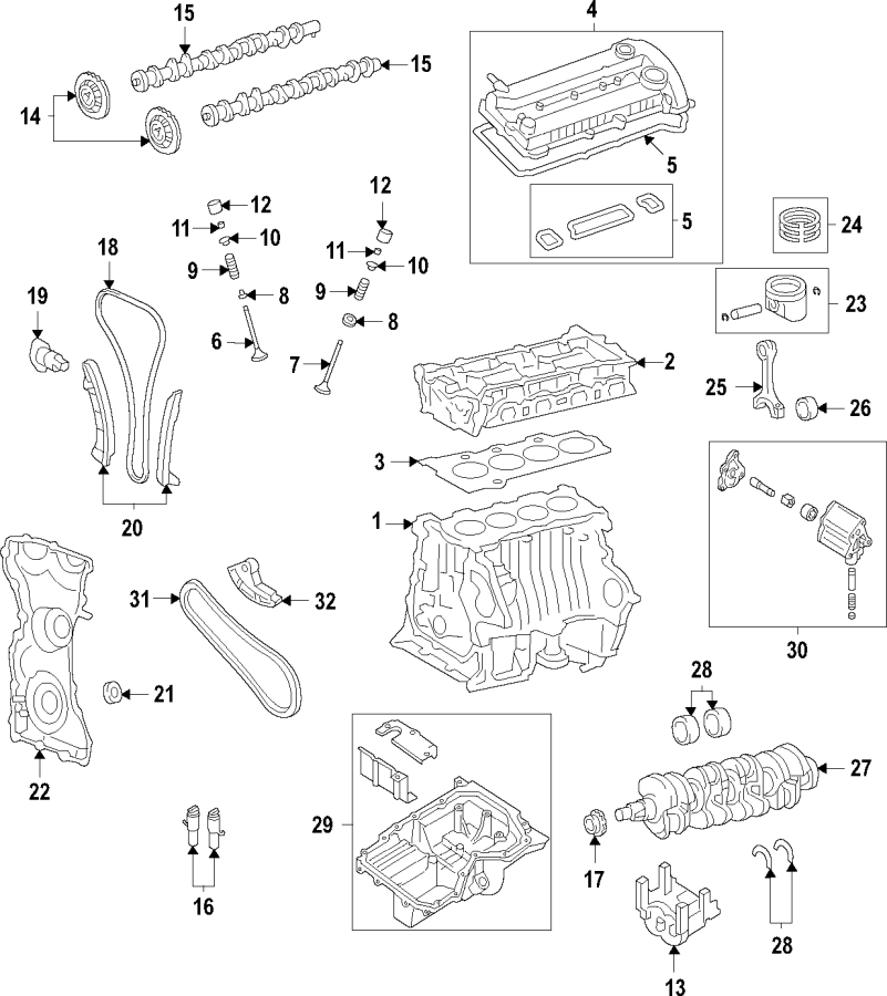 Diagram Camshaft & timing. Crankshaft & bearings. Cylinder head & valves. Lubrication. Mounts. Pistons. Rings & bearings. for your 2015 Lincoln MKZ Base Sedan  