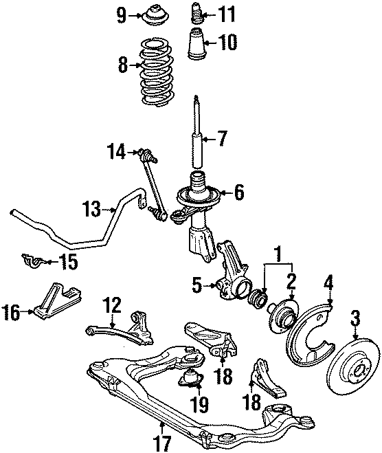 FRONT SUSPENSION. BRAKE COMPONENTS. SUSPENSION COMPONENTS.