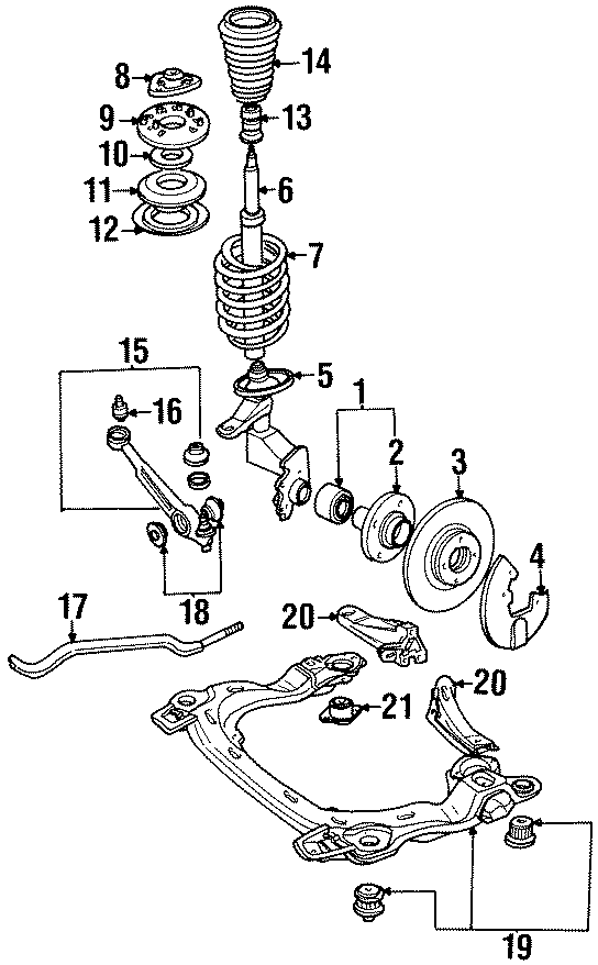 FRONT SUSPENSION. BRAKE COMPONENTS. SUSPENSION COMPONENTS.