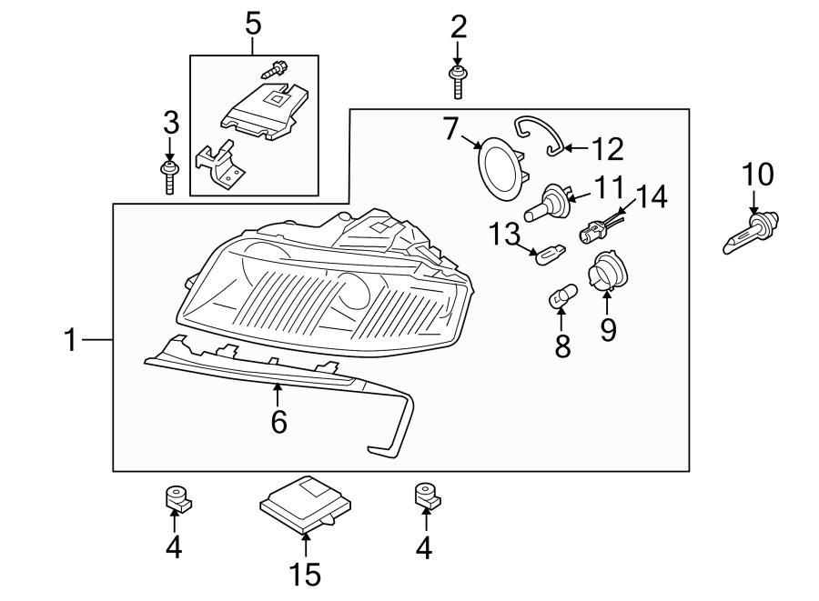 15FRONT LAMPS. HEADLAMP COMPONENTS.https://images.simplepart.com/images/parts/motor/fullsize/1311022.png