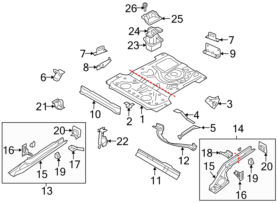 REAR BODY & FLOOR. FLOOR & RAILS.