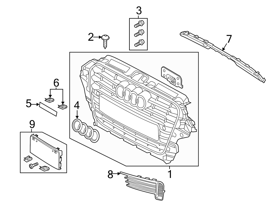 5FRONT BUMPER & GRILLE. GRILLE & COMPONENTS.https://images.simplepart.com/images/parts/motor/fullsize/1312010.png