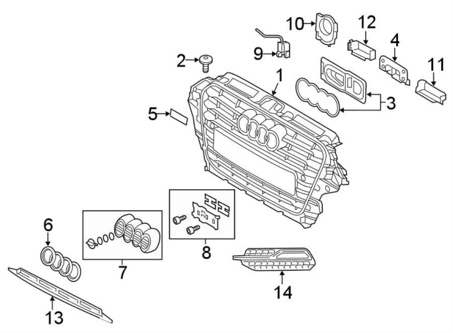 5FRONT BUMPER & GRILLE. GRILLE & COMPONENTS.https://images.simplepart.com/images/parts/motor/fullsize/1312023.png