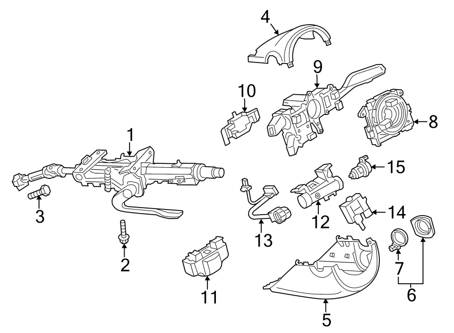 SHROUD. STEERING COLUMN ASSEMBLY. SWITCHES & LEVERS.