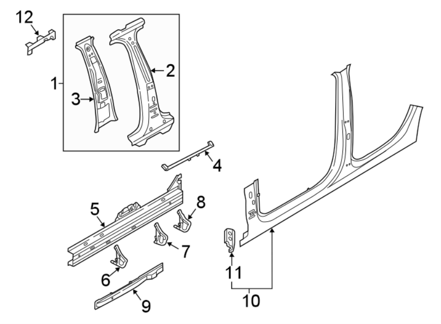 11PILLARS. ROCKER & FLOOR. CENTER PILLAR & ROCKER.https://images.simplepart.com/images/parts/motor/fullsize/1312707.png