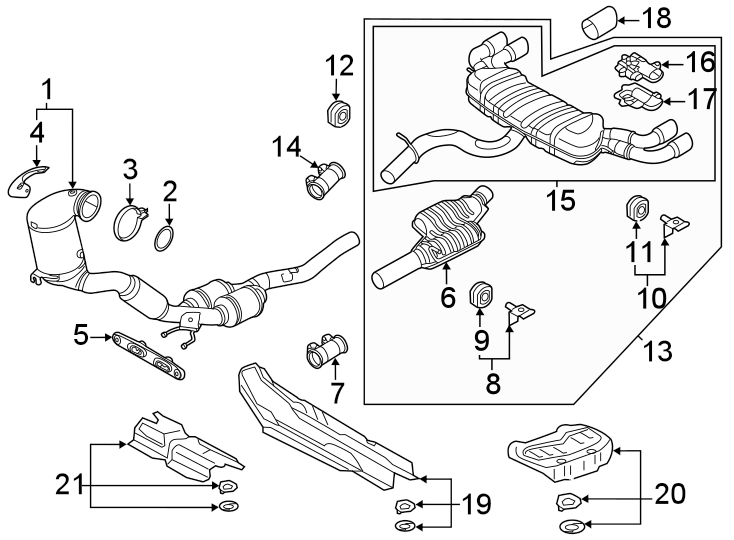 21Exhaust system. Exhaust components.https://images.simplepart.com/images/parts/motor/fullsize/1313360.png