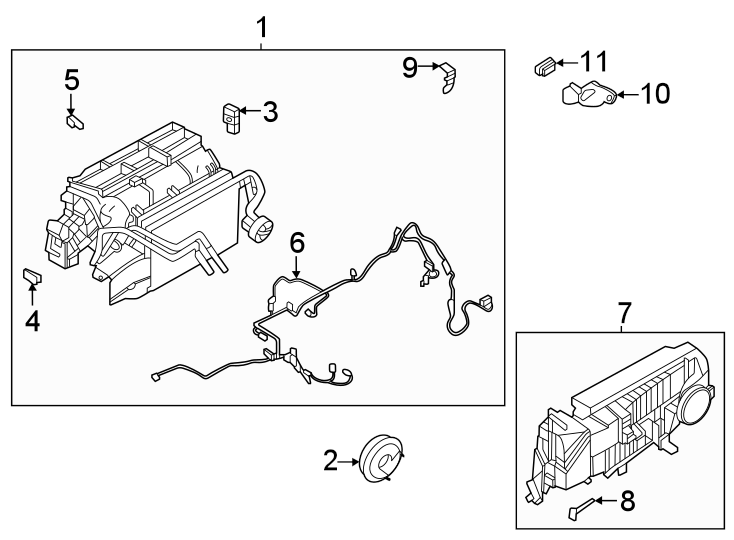 3Air conditioner & heater. Evaporator & heater components.https://images.simplepart.com/images/parts/motor/fullsize/1314110.png