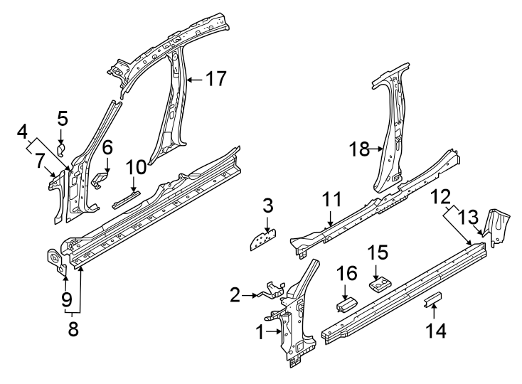 6Pillars. Rocker & floor. Center pillar & rocker. Hinge pillar.https://images.simplepart.com/images/parts/motor/fullsize/1314555.png