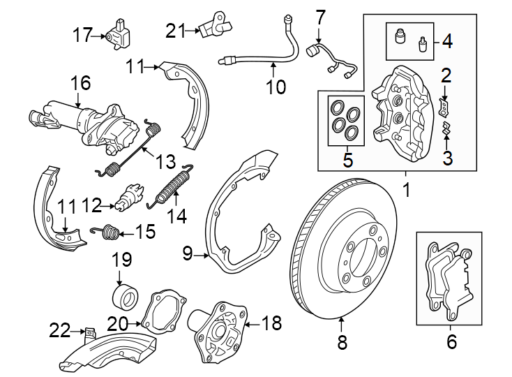 6Rear suspension. Brake components.https://images.simplepart.com/images/parts/motor/fullsize/1314668.png