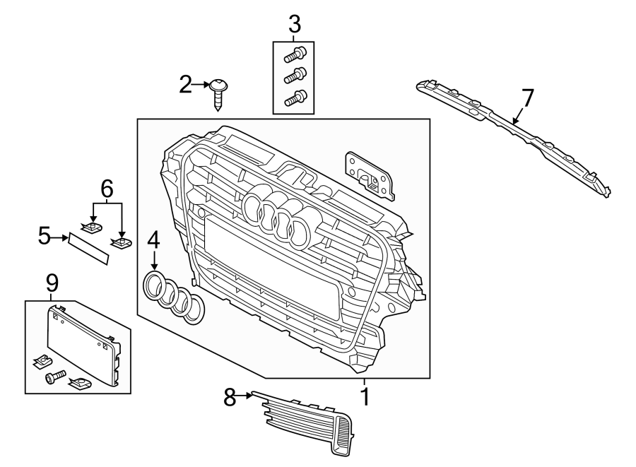 5FRONT BUMPER & GRILLE. GRILLE & COMPONENTS.https://images.simplepart.com/images/parts/motor/fullsize/1316010.png