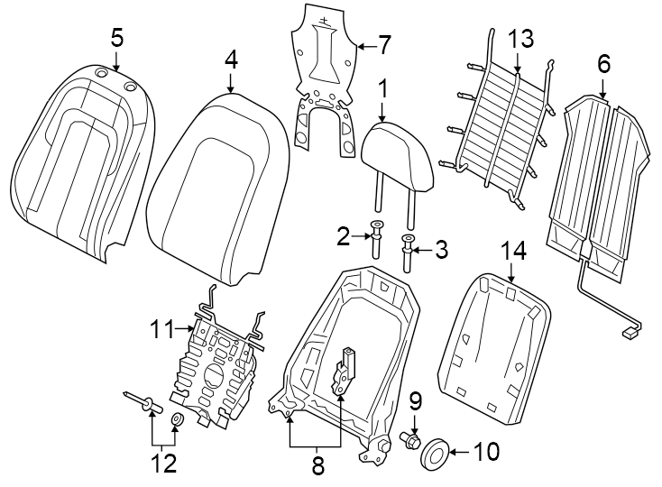 Seats. Front seat components.