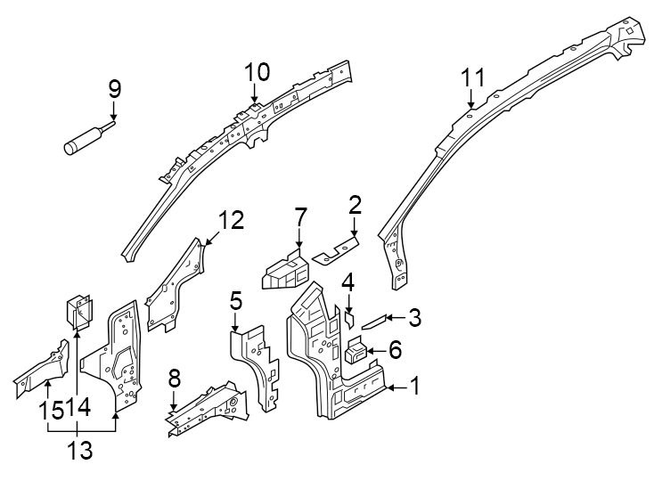 11Pillars. Rocker & floor. Hinge pillar.https://images.simplepart.com/images/parts/motor/fullsize/1317435.png