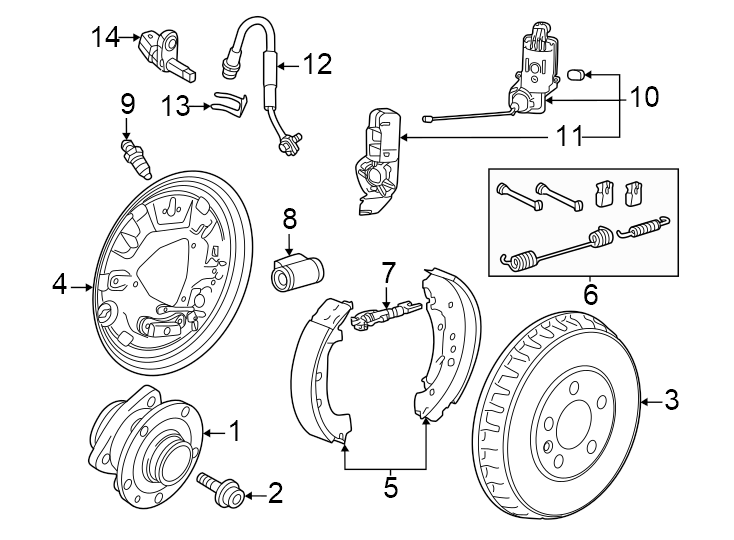 Rear suspension. Brake components.