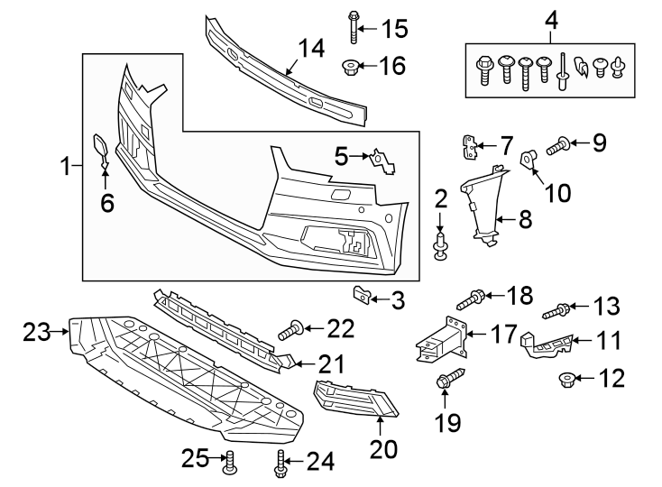 1FRONT BUMPER & GRILLE. BUMPER & COMPONENTS.https://images.simplepart.com/images/parts/motor/fullsize/1321009.png