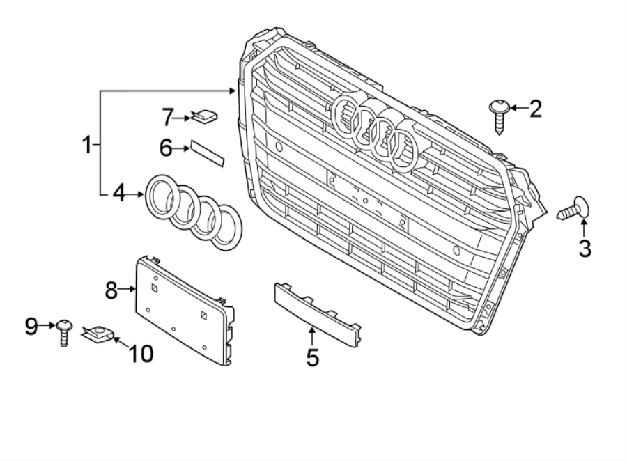 10FRONT BUMPER & GRILLE. GRILLE & COMPONENTS.https://images.simplepart.com/images/parts/motor/fullsize/1321018.png