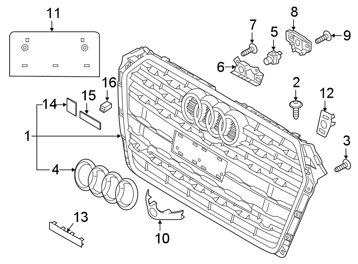 14FRONT BUMPER & GRILLE. GRILLE & COMPONENTS.https://images.simplepart.com/images/parts/motor/fullsize/1321023.png