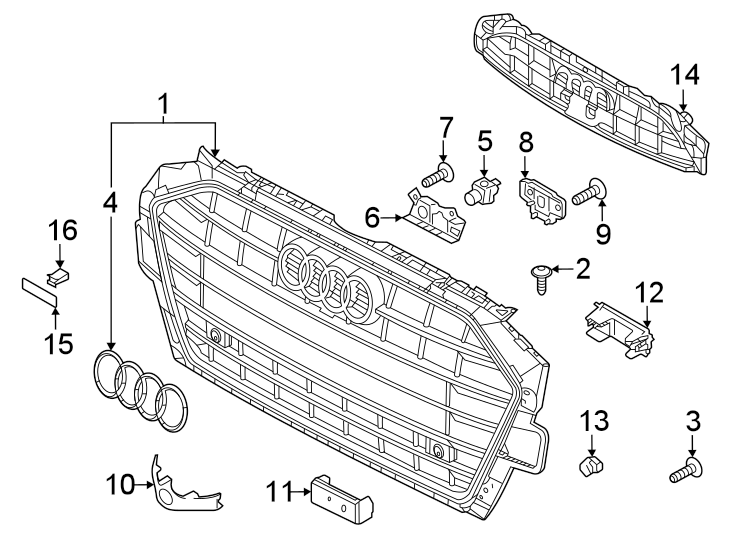 4Front bumper & grille. Grille & components.https://images.simplepart.com/images/parts/motor/fullsize/1321906.png