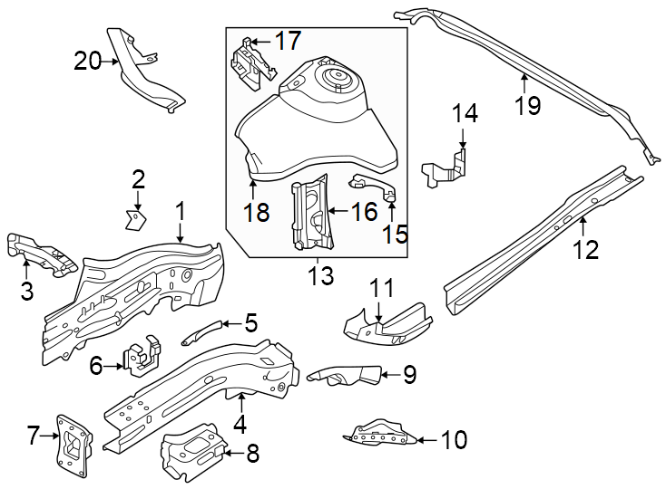 Fender. Structural components & rails.