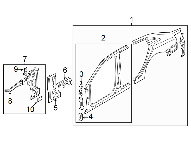 3Pillars. Rocker & floor. Aperture panel. Hinge pillar. Uniside.https://images.simplepart.com/images/parts/motor/fullsize/1323515.png