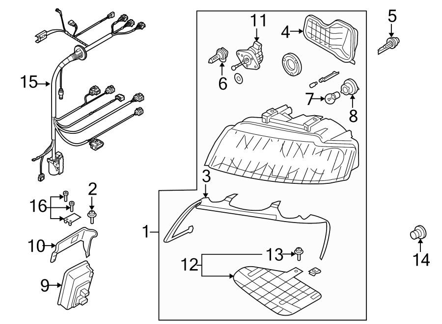 14FRONT LAMPS. HEADLAMP COMPONENTS.https://images.simplepart.com/images/parts/motor/fullsize/1326015.png