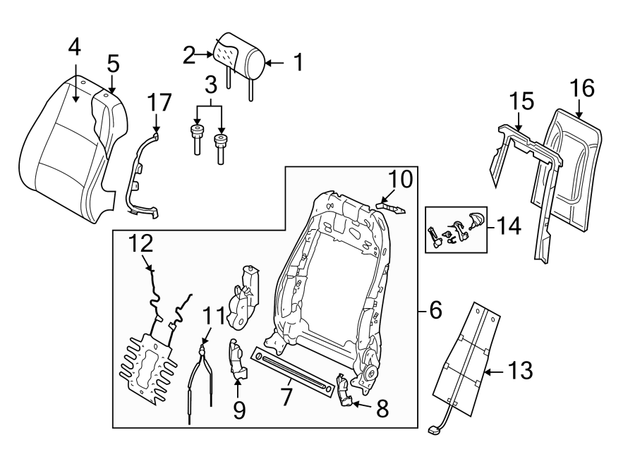 1Seats & tracks. Front seat components.https://images.simplepart.com/images/parts/motor/fullsize/1326417.png