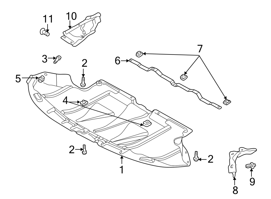 6Radiator support. Restraint systems. Splash shields.https://images.simplepart.com/images/parts/motor/fullsize/1326640.png