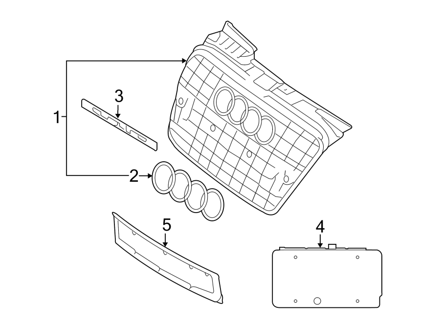 1FRONT BUMPER & GRILLE. GRILLE & COMPONENTS.https://images.simplepart.com/images/parts/motor/fullsize/1327007.png