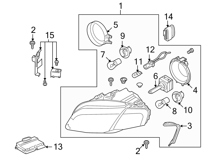 Front lamps. Headlamp components.