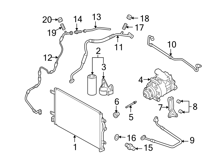 AIR CONDITIONER & HEATER. COMPRESSOR & LINES.