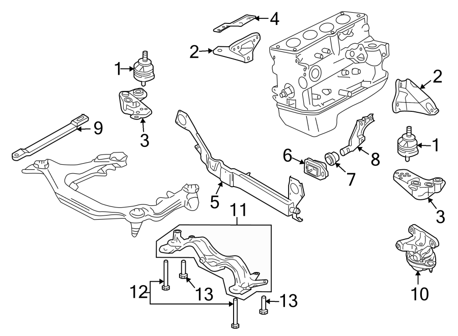 11ENGINE / TRANSAXLE. ENGINE & TRANS MOUNTING.https://images.simplepart.com/images/parts/motor/fullsize/1327205.png