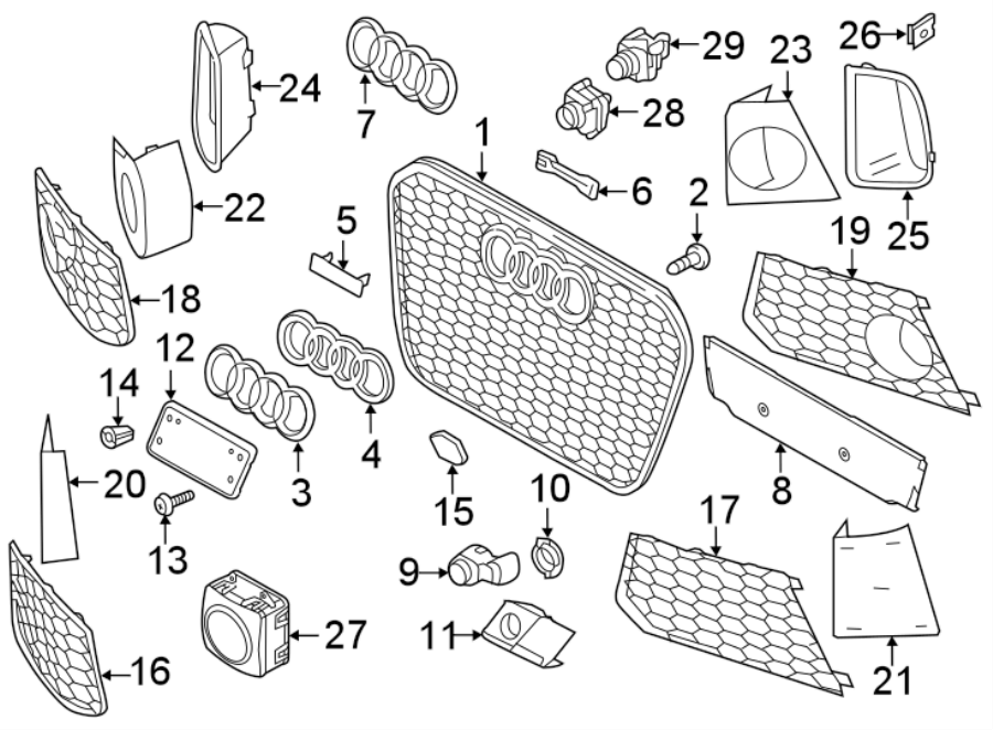 25Front bumper & grille. Instrument panel. Grille & components.https://images.simplepart.com/images/parts/motor/fullsize/1331030.png