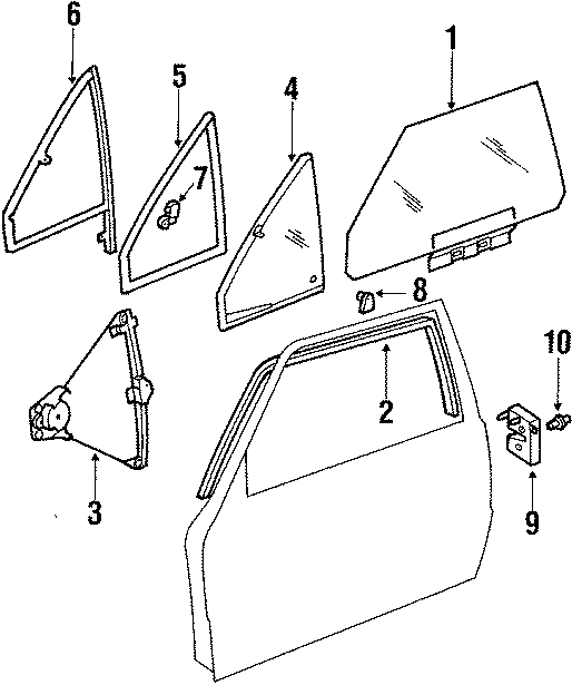 10FRONT DOOR. GLASS & HARDWARE.https://images.simplepart.com/images/parts/motor/fullsize/133117.png