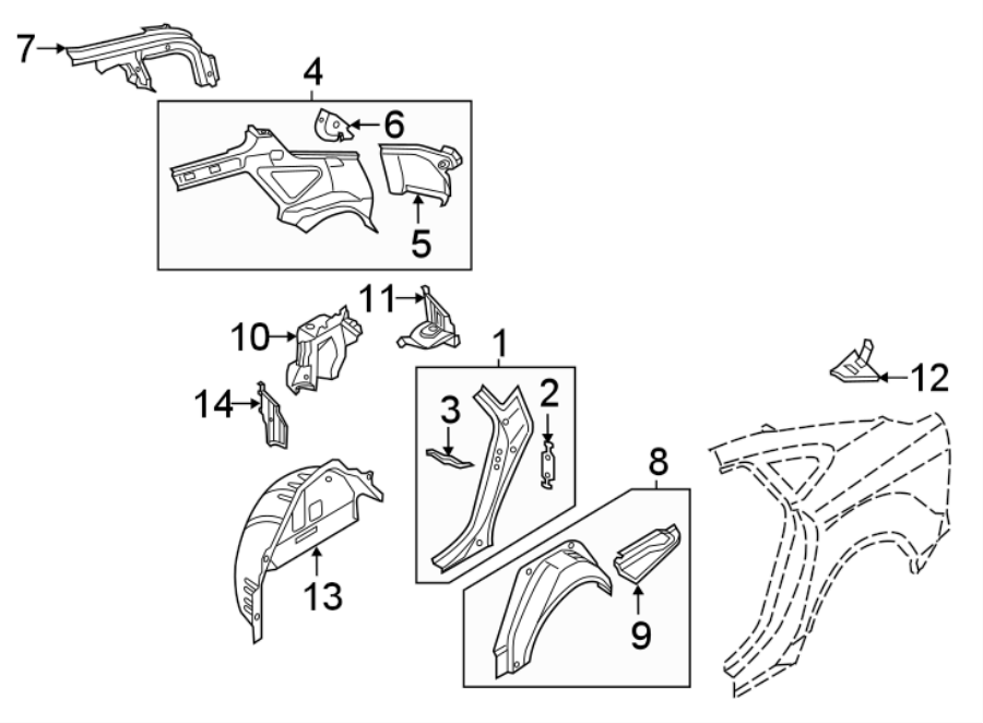 7QUARTER PANEL. INNER STRUCTURE.https://images.simplepart.com/images/parts/motor/fullsize/1331705.png