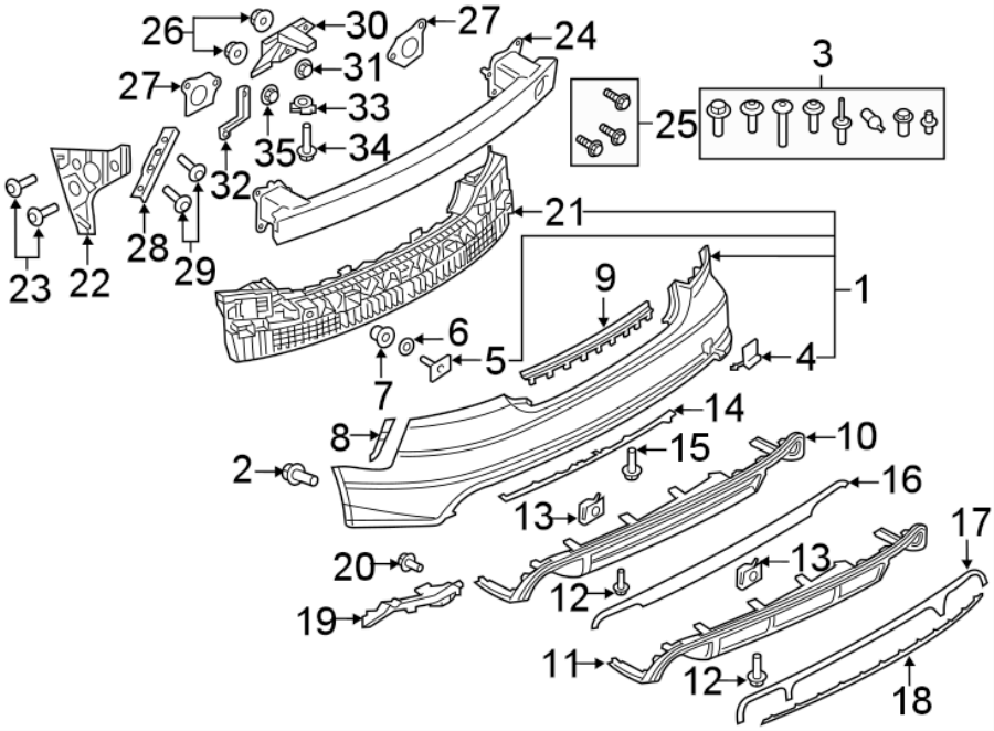 REAR BUMPER. BUMPER & COMPONENTS.