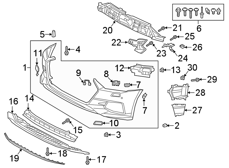 5Front bumper & grille. Bumper & components.https://images.simplepart.com/images/parts/motor/fullsize/1332005.png